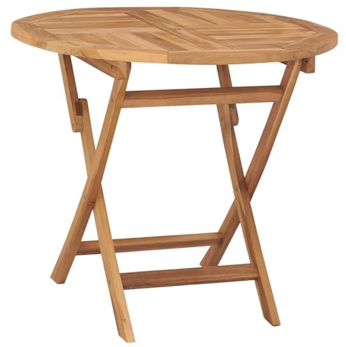 Festnight Klapptisch aus Teakholz Massiv Rund ? 85 x 76 cm | Klappbarer Gartentisch Esstisch Rundtisch Holztisch für Balkon Garten Terrasse Hof