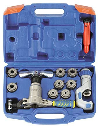 VSOON Bördelwerkzeug-Set mit Ratsche, Exzenter-Bördelwerkzeug, Rohrschneider, Entgratungswerkzeug, HVAC, Kühlwerkzeuge für Kupferrohre