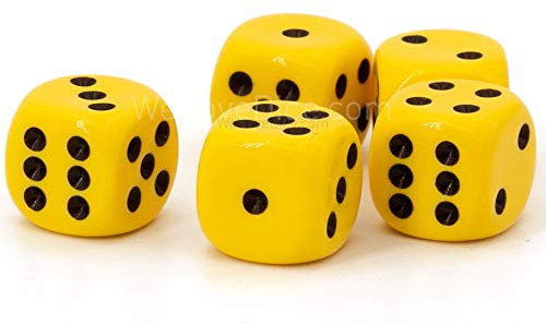 16mm W6 Würfel gelb/schwarz - Made in Germany! - 5Stk