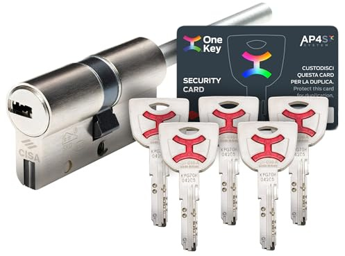 CISA - Cilindro europeo AP4 S 10P3S70701200C5 para cerradura de puerta blindada - Cilindro europeo 30/30 con 5 llaves de duplicación protegida - Anti Bumping Anti Strappo - Preparado al pomo