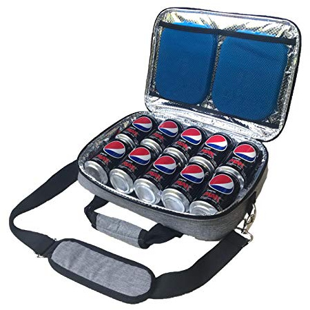 Red Suricata isolierte schlanke mini Kühltasche - kleine Kühlbox für 10 Getränkedosen - inklusive 2 schlanke Kühlakkus - die ultimative Thermotasche für Bier, Sieht aus wie eine Aktentasche