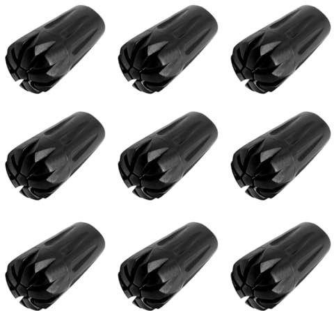 Ruzzut Schwarze Gummi-Diamant-Trekkingstock-Protektoren, Wanderstock-Ersatzspitzen – stoßdämpfend, für Griffigkeit und Traktion (9 Stück)