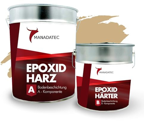 MANADETEC Resina epossidica 2k rivestimento pavimenti 5kg I Beige RAL 1001 I Senza solventi, ecologico, inodore I Rivestimento per pavimenti di garage e cantine I Alta resistenza antiurto