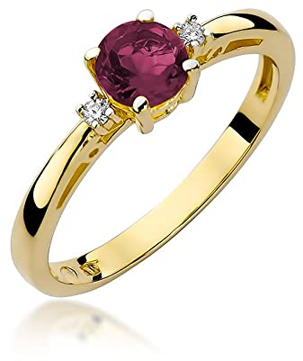 MARKO Goldring mit Rubin, Topas oder Amethyst 0.60Ct und mit Diamanten 0.03Ct | Ring aus 14k 585 | Verlobungsring | Ring für Damen