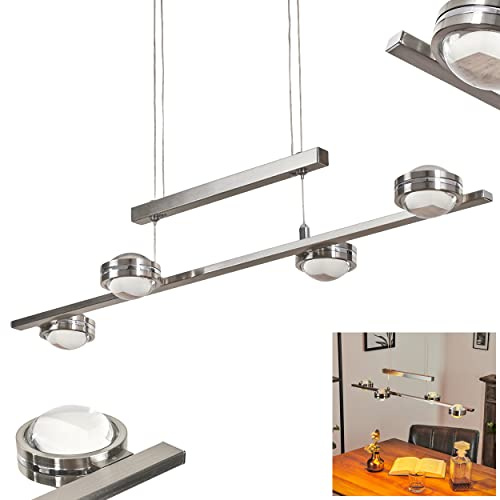 HOFSTEIN LED Pendelleuchte Fernandaires, moderne Pendellampe aus Metall/Glas in Nickel-matt/Klar, Hängelampe höhenverstellbar auf max. 150 cm, 1344 Lumen, 3000 Kelvin, 17,6 Watt, Esszimmer, Küche