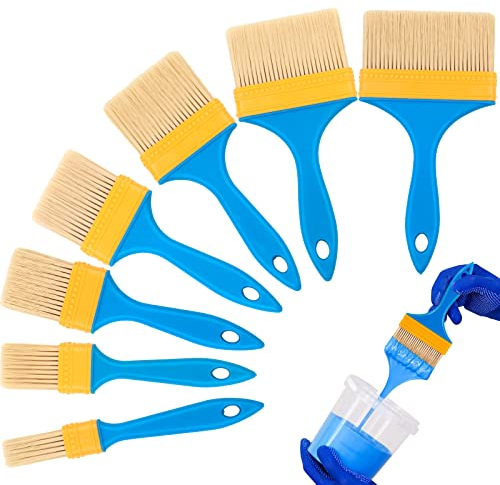Pinsel für Wände Flachpinsel für Aquarell Acryl Malerpinsel Pinsel Set Praktischer Lackpinsel ohne Borstenverlust für Ölgemälde Möbel 7 Stück