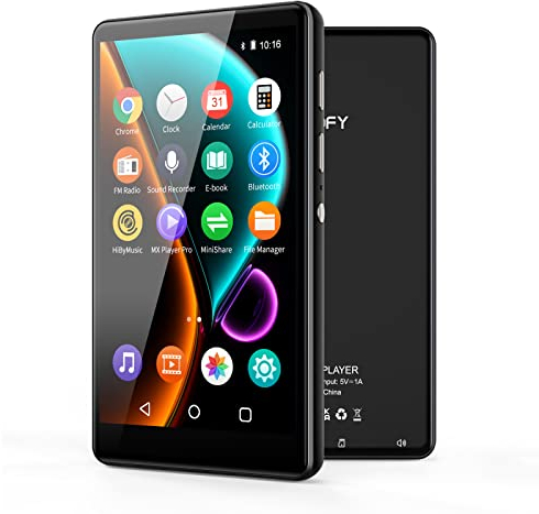 80GB Lettore MP3 Spotify con Bluetooth e WiFi, SWOFY 4.0 Pollici Lettore MP3 & MP4 Android, Portatile Musicale con Amazon Music, FM Radio, Audible, Play Store (Nero)
