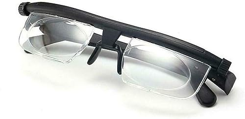 LOPUCK Einstellbare Lesebrille für Männer und Frauen, Myopiebrille mit variablem Fokus, Zifferblatt 1 bis 3 Dioptrien, Randlose Kunststoffbrille, Schwarz