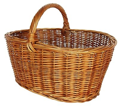Capra Group Cesto in vimini intero per la raccolta funghi e frutti, interamente realizzato a mano, robusto e di origine europea, 55x25xh28 cm