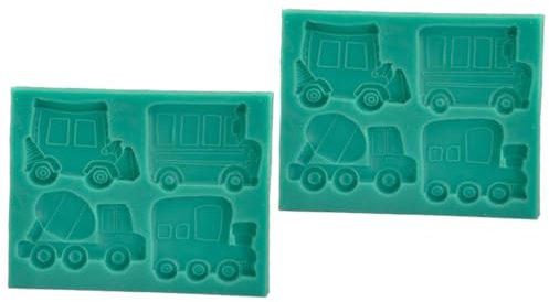 BESTonZON 2stücke Silikon Backform Für Kuchen Verkehrsmittel Design Einfach Zu Reinigen Für Zuhause Oder Professionelle Bäckereien Grün Langlebig Und Antihaftbeschichtet Für Fondant