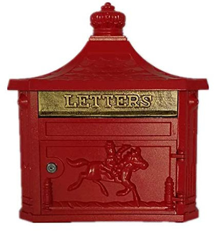 Cassetta delle Lettere Vintage, Cassetta delle Lettere per Esterni, Cassetta delle Lettere Rurale Resistente alla Pioggia, Rossa