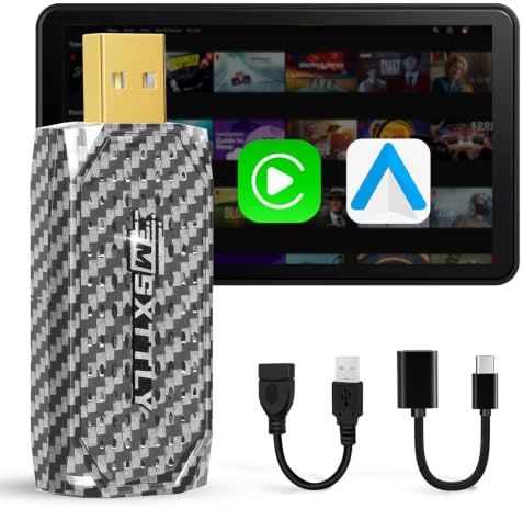 MSXTTLY Wireless Android Auto & Carplay Adapter, Wireless 3 IN 1 Stick Konvertieren Wired Android Auto/Car Play in kabellos für Autos mit AA & Carplay, Schwarz Blau