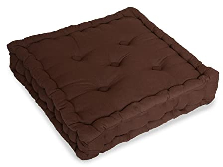 VAPINITY 100% Cotton Brown Booster Seat Cushion Pad Large 45cm Square Soft Chair Pad 10cm Thick and Firm - Ideal for Office Dining Chair Armchair Elderly Post-Operative Pregnancy Back Support