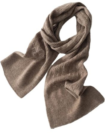 Rfmfkkg Damen Kaschmirschal, Kaschmir, gestrickt, einfarbig, warm, Halstuch, Wickelschal, Braun Grau, One size