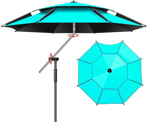 Fishing Angelschirm Camping Regenschirm Regendicht Windschutz Strandschirm mit Fiberglasstangen Gartenschirm Tragbar Strandsonnenschirm mit Tragetasche(200cm)
