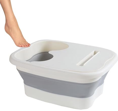 Bañera de hidromasaje para pies – Bañera terapéutica para pies, herramienta de baño de pies plegable | Bañera de remojo de pies de cuenca profunda, spa de pies portátil con rodillos de masaje,