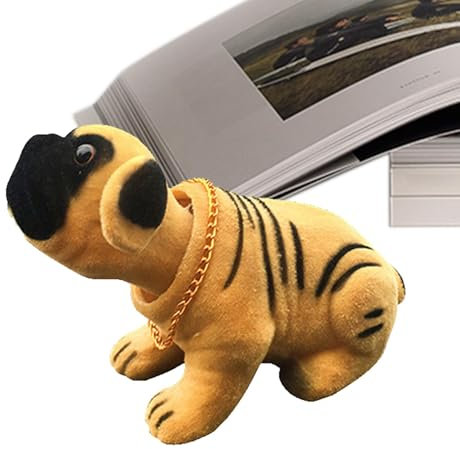 Poupangke Auto nickender Hund, schüttelnde Hundefigur,Hunde-Armaturenbrett-Bastelarbeiten - Harz-Hunde-Armaturenbrett-Bastelarbeiten, simulierte Wackelhund-Ornamente in Beflockung für den