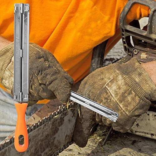 KIMISS 4 Mm Schärffeilen mit Kunststoffgriff 4 Mm Schärffeilen Metallschärffeilen mit Ergonomischem Kunststoffgriff, Flaches Feile-Design für die Wartung von Kettensägen,