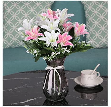 Künstliche Blumen zur Dekoration, künstlicher Lilienstrauß, künstliche Blumen, Hochzeitsstrauß, künstliche Blumen für Zuhause, Party, Garten, Geschäft, Hotel, Büro, Dekoration, künstliche Blumen,