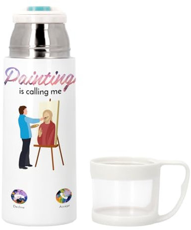 Bouteille thermo en Inox avec Tasse Intégrée - Painting Is Calling Me Art Artist - 350ml - Bouteille Isotherme
