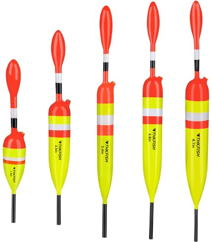 THKFISH Angelposen und Bobber, Schwimmer Angeln Balsa-Posen, Crappie-Angel-Bobber, Slip-Bobber zum Angeln, Crappie, Bluegill, Forelle, Barsch, Panfish, Wels, Zander, 5 Stück (Gelb-Gemischt)