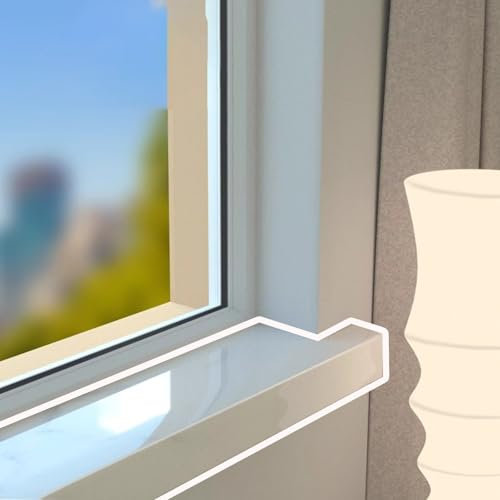 ZIMGOD Window Sill Cover Composite Acrylic Windowsill Ledge Protectors, White Window Sill Covering Tirm with Nose, Smooth Windows Cill Extender Board Bay for Kitchen/Porch(130X15cm (51 1/8 X5 7/8))
