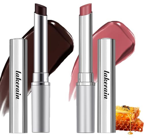 2PCS Honey Lipstick, Black&Pink Tinted lip balm, Black Hydrating Lipstick, Nourishing Lasting Moisturizing Lip Care Balm For Dry Lips Lip Care Makeup (Black&Pink)