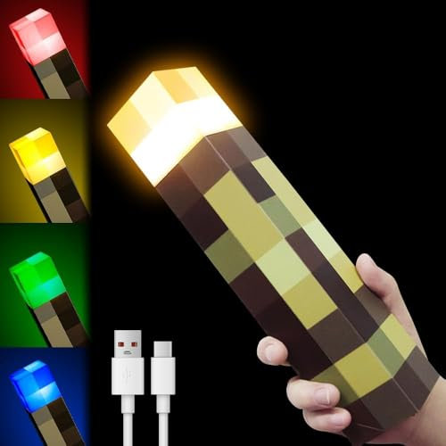 NAVESO Lampada da Parete, Lampada da Notte Ricaricabile da 28 cm, 4 Colori a Mano o a Parete Lampada da Comodino, Luce Notturna con Ricarica USB per Cosplay, Giocattoli e Regali