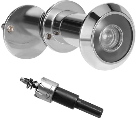 Türspion mit Sichtschutz 200° Weitwinkel Optische Glaslinsen Bohrloch Ø 16mm Spion mit Bohrer Einstellbare Länge Türspion für 35-60mm Dicke Türen (Silber)