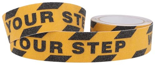 CYTGOUPER 48mm X 5m Watch Your Step Sticker,Strong PVC Mind The Step Sign, Hazard Tape Black and Yellow Watch Your Step Sign for Stairs Walkways Pools Ladders Decks Stairs Steps