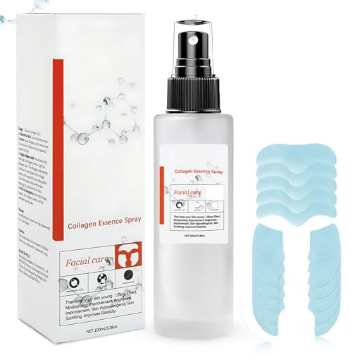 Miioto Mascarilla Facial Coreana, 100ml Collagen Mask Spray Kit+5 Piezas Parches de Colágeno Coreano, Mascarilla de Colageno, Reducir las Líneas Finas y Antienvejecimiento