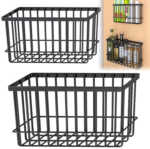 JIAMIAN ZPCS Küche Aufbewahrungsbox, Kleber Aufbewahrungskorb, Wand Befestigte Metall Aufbewahrungsbox, Schrank Aufbewahrungszubehör, Geeignet für Küche und Badezimmer