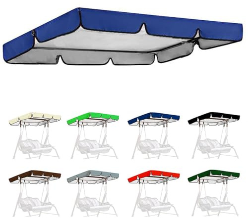 Swing Seat Canopy Replacement 3 Seater,Replacement Canopy for Swing Waterproof Windproof Anti-UV 210D Oxford Cloth Outdoor Furniture Protector (Size:65x45x6inch/164x114x15cm,Color:Blue)