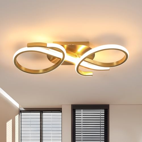 Riserva Deckenlampe LED, Deckenleuchte Modern Gold, 3000K Warmweiß, 36W Kreative Deckenlampe aus Aluminium für Küche, Wohnzimmer, Korridor, Schlafzimmer, Balkon
