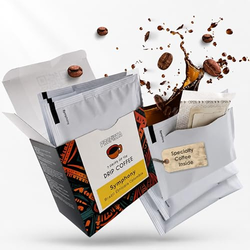 PROFISTA Coffret café moulu à offrir Drip Coffee Symphony - 7 x 12 g café goutte à goutte - Cadeau homme pour déplacements, Fête des Pères, Fête des Mères, camping - Poudre de café premium (Symphony)