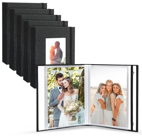 6 Pack Mini Photo Album 4x6 Small Wedding Photo Album 372 Photos Postcard Picture Albums Black Linen Cover Photos Albums Book with Front Window for Wedding Anniversary Travel Family Pictures