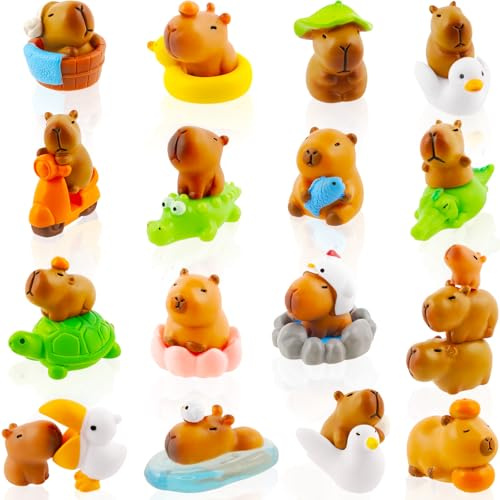 GW Box 27 Pcs Mini Capybara Figurines Capybara Cake Topper | Cute Resin Animals Capybara for Fairy Garden Home House Birthday Party Decorations