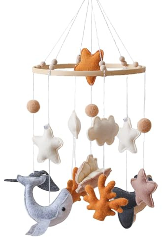 Yuecjian Baby Mobile,Bett Mobile - Filz Meerestiere Bett Abnehmbare Cartoon Spielzeuge Windspiel Deko Für Und Mädchen Babybett Schlafzimmer Kinderzimmer