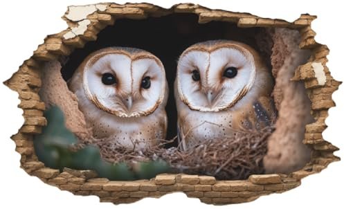 Samunshi® Wandtattoo Wandriss mit Zwei Eulen Fenster in andere Welt Portal Wanddekoration Wandsticker für Kinderzimmer Wohnzimmer Wanddeko Küche 30x18cm