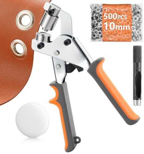 WINLION Grommet Tool Kit - 3/8 Inch Eyelet Tool kit,Heavy Duty Manual Grommet Press Machine with 500PCS Metal Grommets for Fabric, Tarps, Banners, Curtains.
