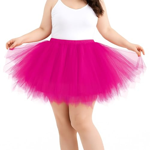 LEACOOLKEY Grande taille jupes en tulle pour femme, mini femme, jupe tutu irrégulière, confortable pour ballet, carnaval, fêtes à thème, Halloween, spectacles de danse et maillots de Noël