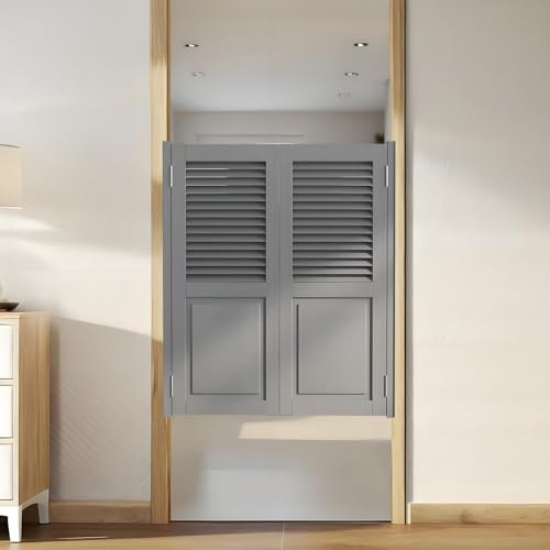 Swinging Cafe Door, Sturdy Solid Wood Saloon Swing Doors with Hinges 52.5 Wx28 H, Automatic Two-Way Partition Half Door, Space Saving & Scratch Resistant for Doorways Bars Kitchen Garage Bathroom