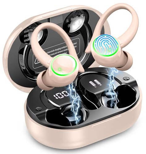 Matast Cuffie Bluetooth 5.4 Sport, Auricolari Bluetooth con 6D Bass Stereo, 50 Ore Cuffie In Ear Cancellazione Rumore ENC e 4 HD Mics, HiFi Cuffiette LED Display, IP7 Impermeabile Cuffie Senza Fili