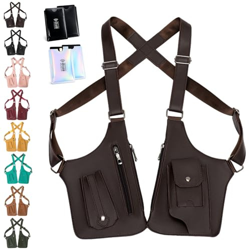 Liocwocne Classic Shoulder Satchel - Premium Leder Schultertasche Herren & Unterarmtasche, Diebstahlsichere Schulterholster Tasche mit Verstellbarem Gurt und Doppeltasche für Reise