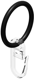Interdeco Gardinenringe mit Faltenhaken/Ringe in Schwarz für Gardinenstangen 16 mm Ø (20 Stück)