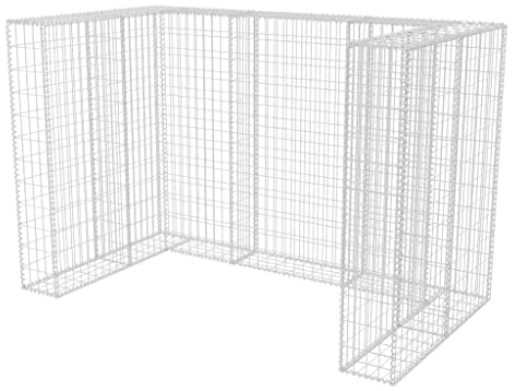 vidaXL Gabion Double poubelle à roulettes en acier robuste et spacieux 180,1 cm
