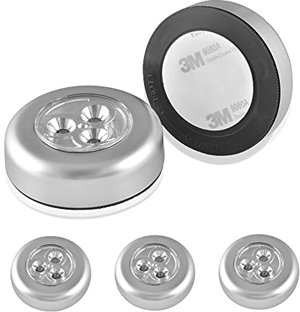 IPOW 5 Pcs Spots Lampe LED sans Fil, Lampe Autocollante à Piles, Éclairage sous Meuble à Lumière Froid, Lampe de Placard/Dressing/Armoire/Cave/Cuisine/Entrée/Penderie/Vitrine d’exposition/Bar/Évier