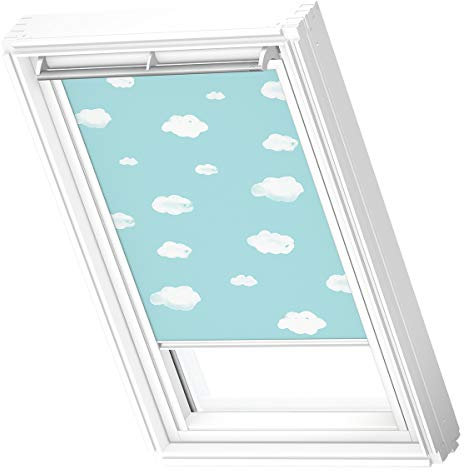 VELUX Verdunkelungsrollo für Dachfenster S08 / 608 Himmelblau mit weißer Führungsschiene