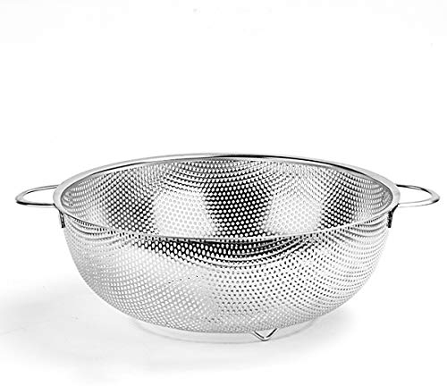HaWare Colander Stainless Steel, 5-Quart Large Colanders with Handle & Base, Metal Micro-Perforated Strainer for Kitchen Pasta/Vegetable/Rice/Fruit/Food - Dishwasher Safe(28cm)