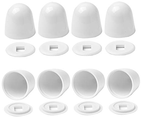 Universal-WC-Bolzenkappen, runde Kunststoff-Schüssel-Abdeckungen zum Aufstecken, mit zusätzlichen Unterlegscheiben für einfache Installation, 3,6 cm Höhe, Weiß, 8 Stück